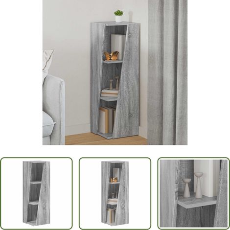 vidaXL Rangement chambre - Étagère latérale Gris Sonoma 33 x 32 x 100,5 cm (1/5)
