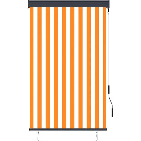 Store roulant d'extérieur 100x250 cm Blanc et orange