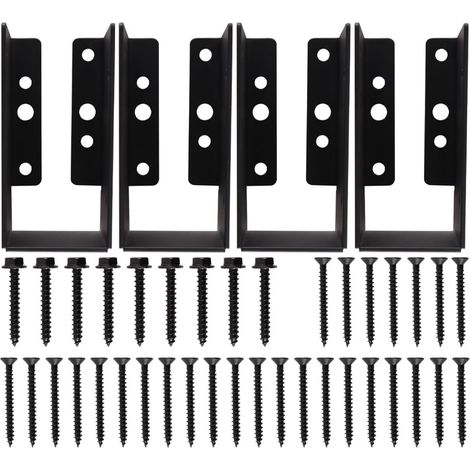 Lot de 4 supports de suspension pour poutres en bois de 5 x 10 cm, supports en acier carbone pour structures intérieures et extérieures en bois. (1/5)