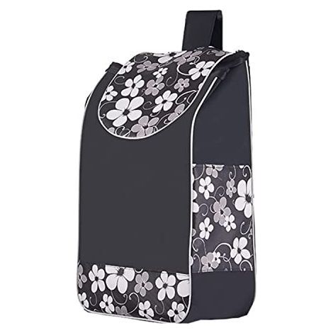 Sac de rangement de rechange en tissu Oxford imperméable pour chariot de courses (fleur noire) (1/5)