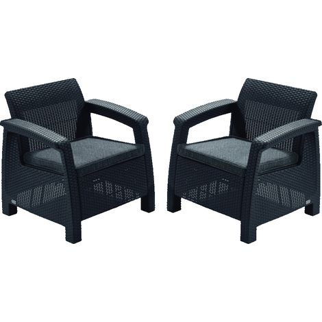 Fauteuil Corfu Love Lot de 2 - pour Jardin, Veranda, patio - Resiste aux intempéries - KETER (1/3)