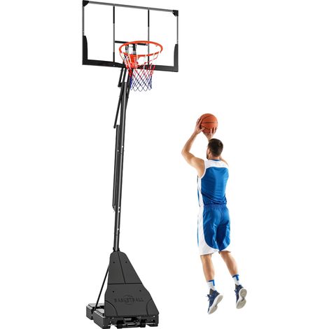 Panier de basket enfant, en acier, 120 x 120 x 245-305 cm, pour enfant, hauteur ajustable, jeu extérieur, activité enfant