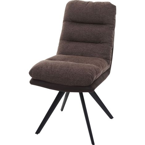 Sedia poltroncina girevole elegante imbottita HHG-847 tessuto senza braccioli marrone