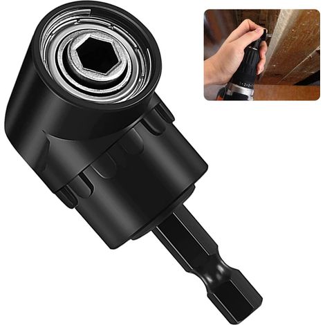 Tournevis Porte-Adaptateur 105°,Perceuse d'angle droit,Visseuse d'angle,Porte-embout d'angle multifonctionnel avec porte-embout magnétique 1/4",Adaptateur d'embout pour le perçage d'espaces étroits (1/5)