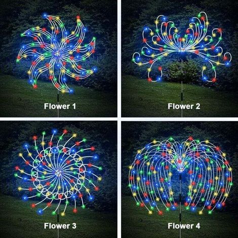 Guirlande solaire feux d’artifice – Lot de 3 lampes avec 30 fils de cuivre – 8 modes d’éclairage – Télécommande 17 touches – IP65 étanche – 3-360LED – Pour jardin ou fête