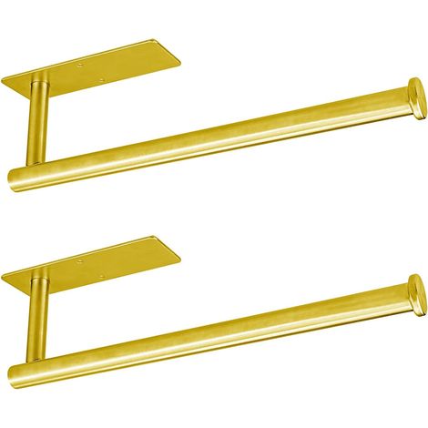 Lot de 2 Supports de rouleau papier essuie-tout, Acier inoxydable SUS304, Auto-adhésif ou à visser, Cuisine Salle de bain (1/5)