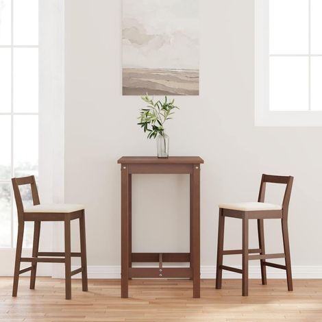 Barhocker mit Kissen 2 Stk. Braun Massivholz Gummibaum