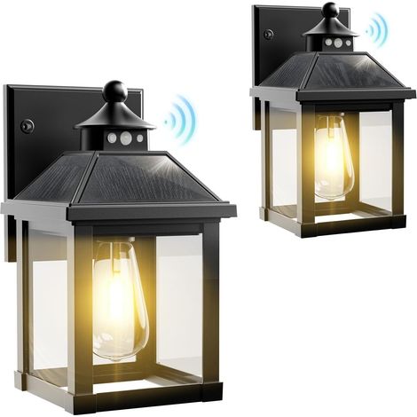 2 Lampe Solaire Extérieur, Détecteur De Mouvement, Applique Murale IP65, Ampoule E27, Pour Jardin Garage (1/5)