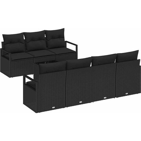 Maison Exclusive - Set Divano da Giardino con cuscino 8 pcs Nero polyrattan