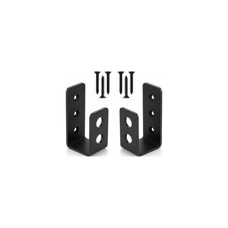 2 Pack Heavy Duty Steel Door Bracket for 2x4 Door, U Shape Security Bar (1/5)
