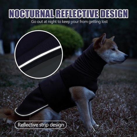 Gilet anti-paura per animali domestici, giacca anti-ansia traspirante con cappuccio, protegge da temporali e fuochi d'artificio, regolabile con chiusura in velcro, nero, G (1/5)