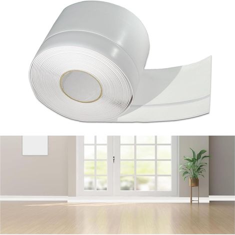 2.75 Inch Soft PVC Skirting Board Self Adhesive Flexible PVC Sheets Self Adhesive Flexible Sheets Suitable for Kitchen and Bathroom (White, 6M) (1/5)