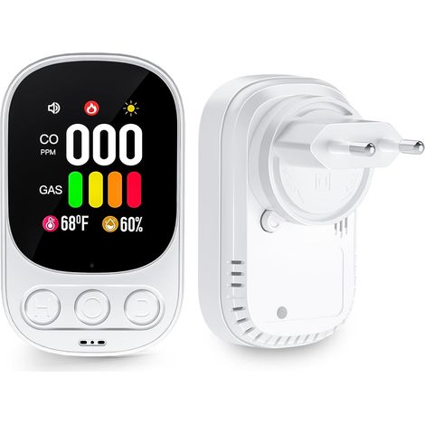 Détecteur 4 en 1 - CO, gaz, humidité, température - Alarme - EN50291 - Blanc (1/5)
