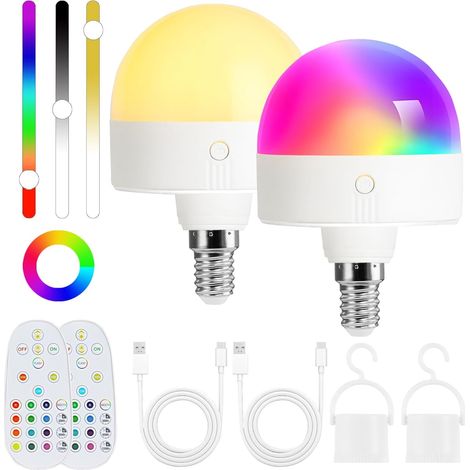 de ampoules rechargeables avec minuterie et télécommande ampoule à piles intensité variable températures couleur + couleurs Lot 2 E14 3 12 (1/5)