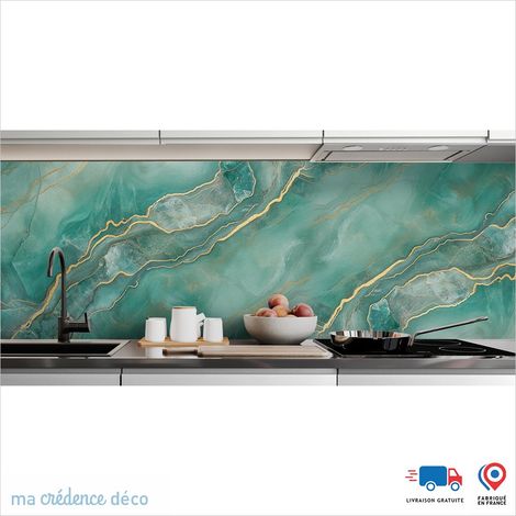 Crédence : Marbre vert della Piana - Couleur Bleu turquoise - Alu composite - 60 - 180 (1/3)
