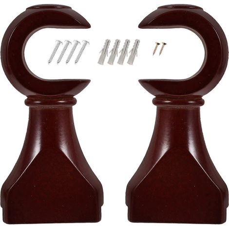 supports de tringle à rideaux en bois-12.10X5.70X3.20CM-Brown (1/4)