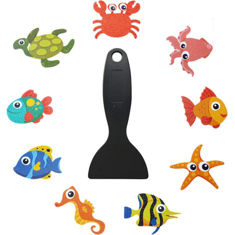 pegatinas antideslizantes con diseños de animales marinos, de película PEVA, para bañeras infantiles, baños y piscinas. (1/5)