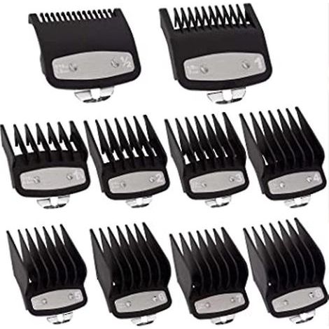 Lot de 10 guides de coupe pour tondeuse, de 1/16 pouce à 1 pouce, compatibles avec la plupart des tondeuses Wahl. (1/5)
