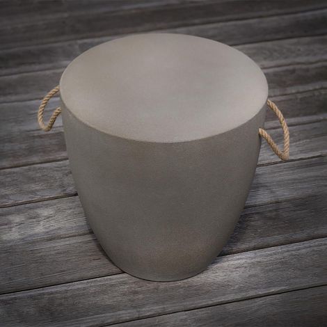 BABEL - Tabouret en Résine Finition Béton - Gris Clair - Design Moderne, Robuste et Polyvalent pour Intérieur ou Extérieur