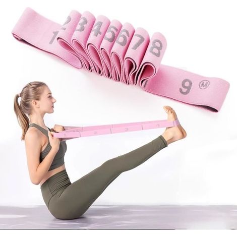 Elastique Musculation, Bande Elastique Fitness Réglable 9 Boucles, 115cm Multifonctionnel Absorbant Bandes Elastiques , pour (1/4)