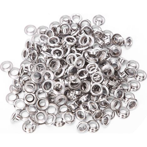 100 œillets et rivets en laiton double face de 5 mm, adaptés aux ceintures, chaussures, sacs et articles en cuir, couleur argent. (1/2)