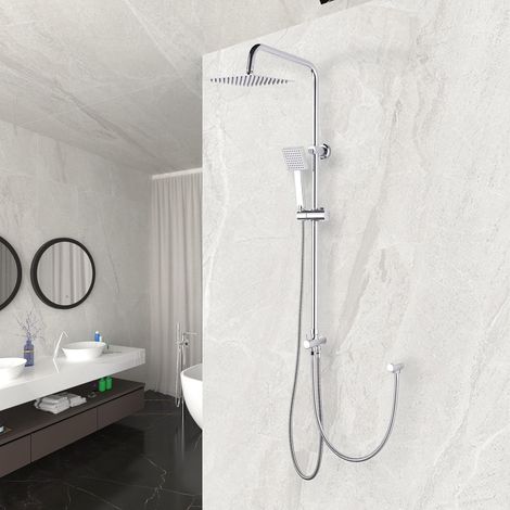 Colonne de Douche Chromé Ensemble de douche en acier inoxydable avec pommeau de douche en inoxydable 20 x 20 cm (1/5)