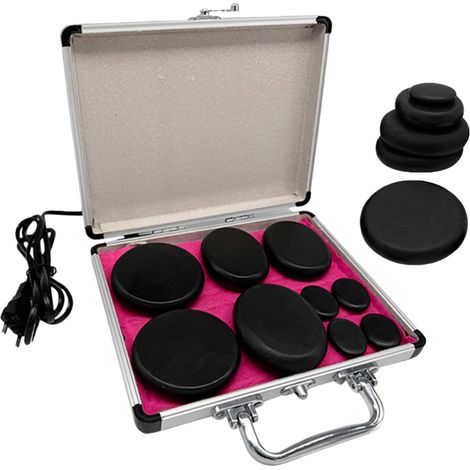 Lot de 9 pierres de lave pour massage, pierres chaudes, pierres chaudes, avec appareil chauffant, pierres de massage pour les utilisateurs privés (1/5)