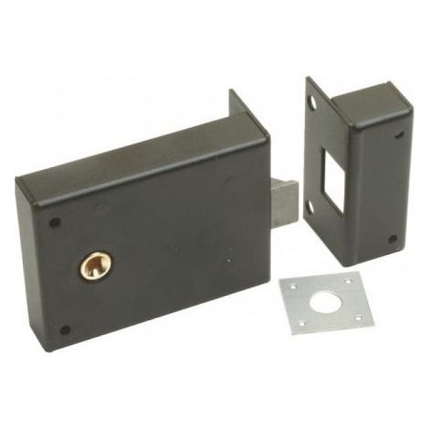 JPM – Serrure monopoint en applique horizontale à fouillot bec-de-cane 110 x 83 mm – Acier pour portes en bois et métal – Pêne réversible 1/2 tour (1/5)