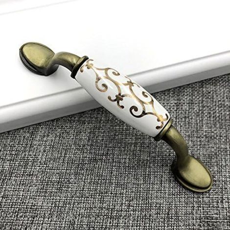 (6 pièces) boutons de porte en céramique en alliage de bronze pour armoire, armoire, garde-robe, poignée en bronze de style chinois (1/3)