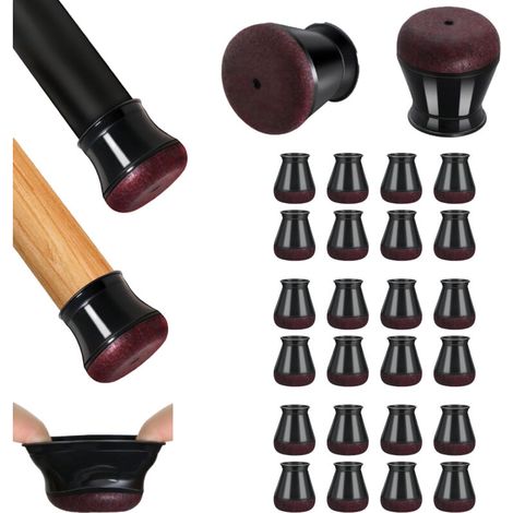 Stuhlbeinschoner, Silikon-Stuhlgleiter mit verdicktem Filz, 24 Stück schwarze kleine Stuhlgleiter, Bodenschoner, reduzieren Kratzer (1/5)