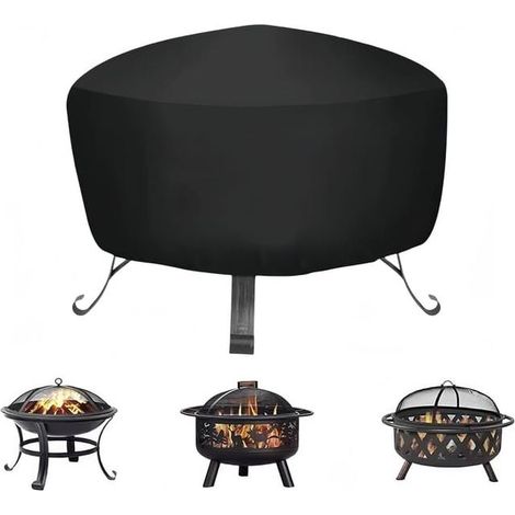 (8065cm) 420D Guangyu Housse de Protection pour Braséro Rond, Imperméable, Noir, PVC, Couvre-Feu, Jardin Patio Extérieur