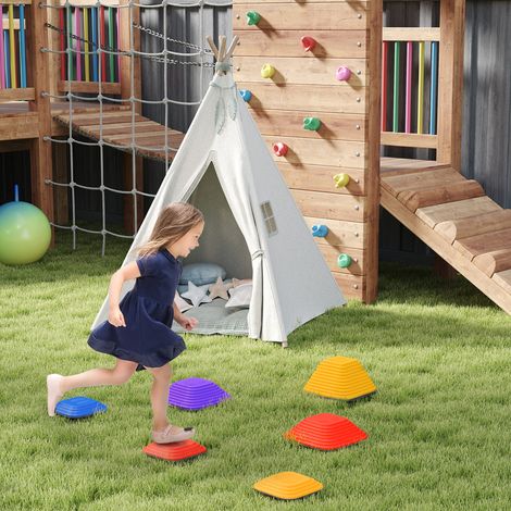 Pierres d'équilibre pour enfants, 6 pièces, antidérapantes, pour un parcours d'obstacles et le développement de la motricité, en plastique coloré (1/5)