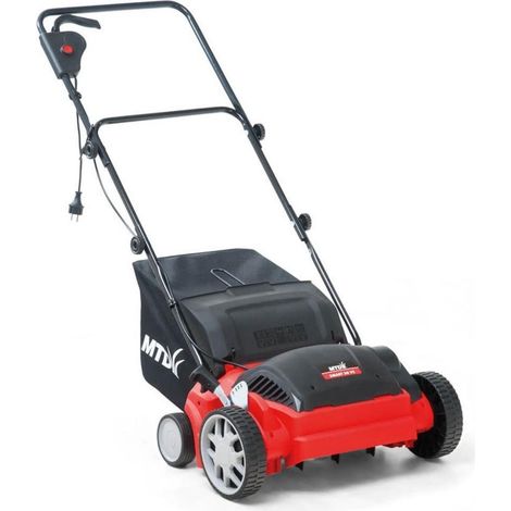 MTD – Scarificateur électrique 1200W – Hauteur de travail réglable 0/-12mm – Capacité bac 35L – Roues 110/200mm pour terrains accidentés