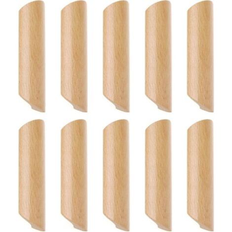 Juego de 10 tiradores de madera en forma de abanico para muebles y cajones, con tornillos y distancia entre orificios de 160 mm.
