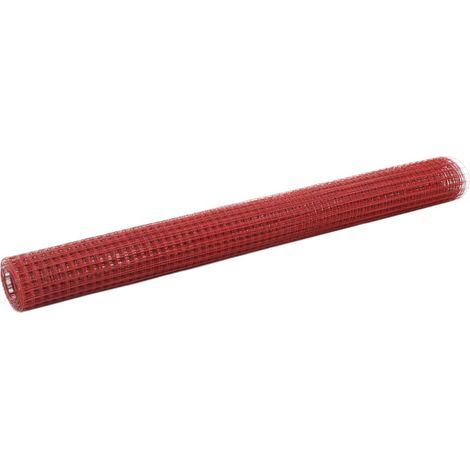 Clôture en fil d'acier avec revêtement PVC, 10 x 1,5 m, rouge (1/4)