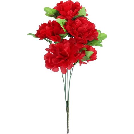 Ramo artificial de 5 crisantemos rojos de 36 cm - Decoración para el Día de Todos los Santos (1/2)