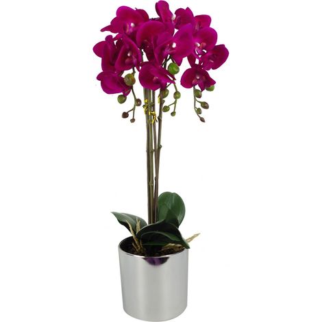 52cm Artificial Orchid Large - Dark Pink / Silver (1/5)