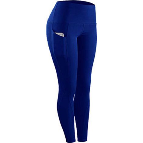 Yogahose für Damen mit Taschen, hochgeschnittene Leggings, figurformende Wirkung, blau (1/3)