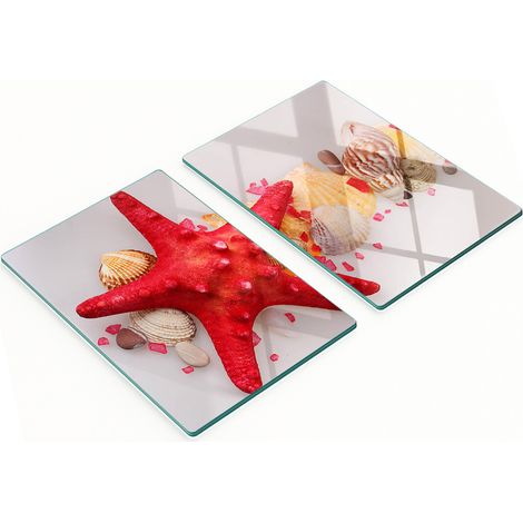 Pannelli decorativi multifunzionali in vetro a forma di stelle marine e conchiglie, 2x40x52 cm (1/5)