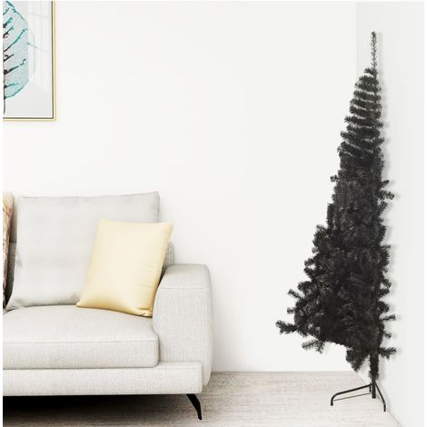 Demi sapin de Noël artificiel Arbre de Noël Décoration de Fête de Noël avec support Noir 150 cm PVC ETJTE907863 (1/5)