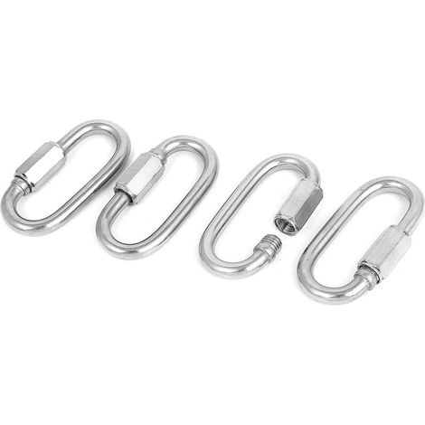 4stkMultifunktionale Haken Edelstahl Oval Schraubverriegelung Verbinder Karabinier Schraubhaken M6 (1/2)
