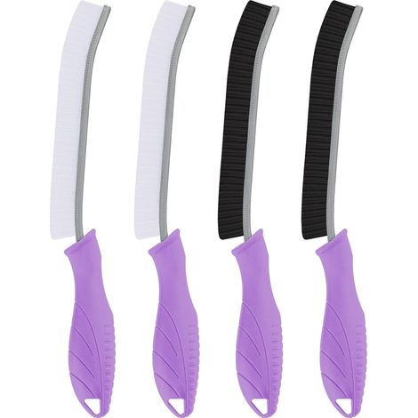 4 - Brosse De Nettoyage - Brosse À Joints - Poils Durs Et Fins Pour Crevasses - Usage Salle De Bain Cuisine Fenêtres - Violet - 20cm