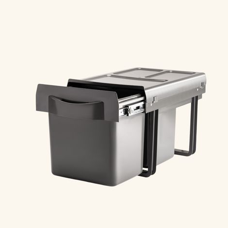 Cuisissimo – Poubelle sous évier double compartiment 2 x 16 litres – Installation sous meuble 40 cm – Poubelle encastrable pour déchets séparés (1/4)