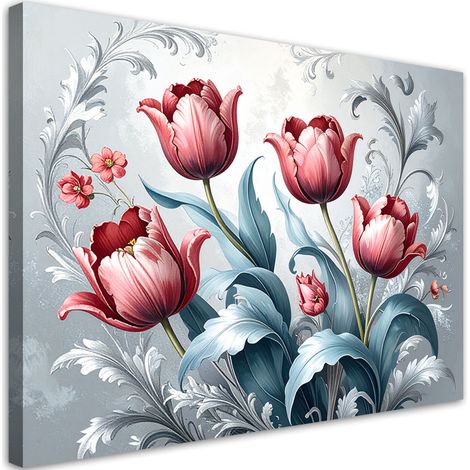 Bild auf Leinwand Rote Tulpenblüten auf grauem Hintergrund 30x20 (1/5)