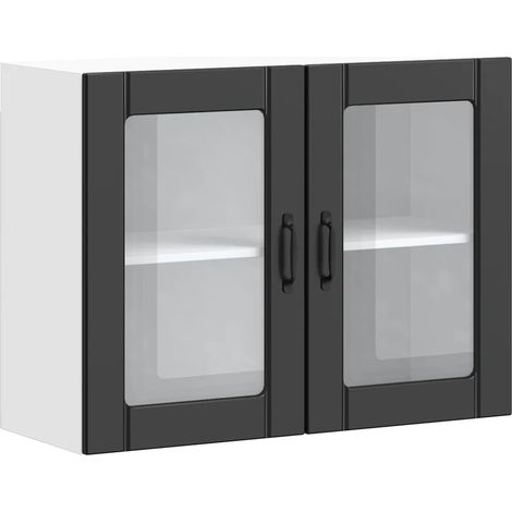 Armario de pared de cocina de diseño moderno 80 x 31 x 60 cm gran capacidad de almacenamiento madera negra 020050193 (1/5)