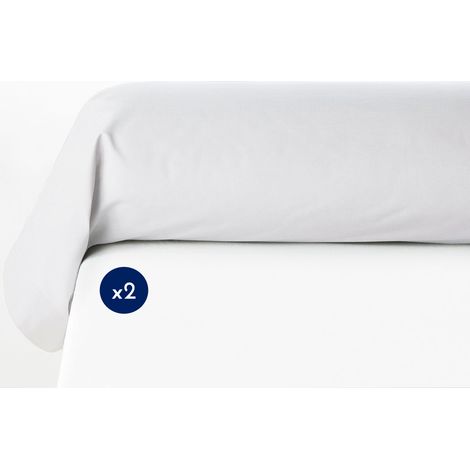 Lot de 2 taies de traversin coton 57 fils Blanc 85x185 cm (1/2)