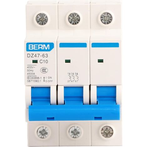 Sollbry DZ47-63 Disjoncteur miniature sécurité MCB Circuit Breaker AC 400V 10A (1/5)