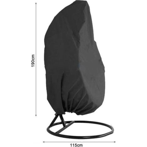 Housse de Fauteuil Suspendu - - Noir - Résistante à l'eau - Protection UV - 190x115 cm (1/4)