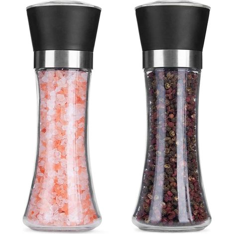Moulin à Poivre et Sel en Verre Broyeur en Céramique Réglable Accessoire de Cuisine pour vos Plats (1/5)