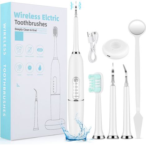 Kit Nettoyage Dentaire - 2 Têtes - 3 Modes - Rechargeable USB - Pour Soins Dentaires à Domicile - 1 Pièce